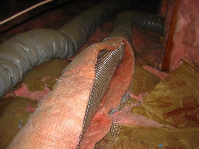 Deteriorated HVAC duct in attic