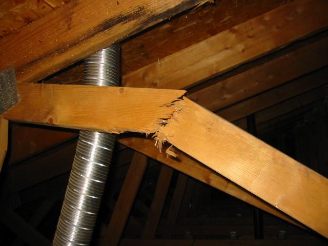 Broken roof truss web